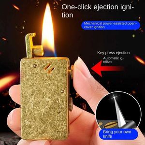 Lighters Windproof Wyrzucanie Kerosene jaśniejsze automatyczne zapłon Kreatywne retro szlifowanie metalowe metalowe gadżety męskie