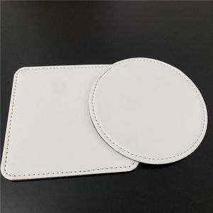 Porta-copos de couro PU de sublimação Tapetes de xícara de chá de café em branco para impressão de transferência quente personalizada DIY Almofadas de tigela de couro para presente