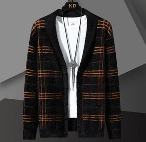 Inverno masculino designer camisola preto xadrez cardigan fino ajuste manga longa outono masculino camisola macia suave jaqueta de malha