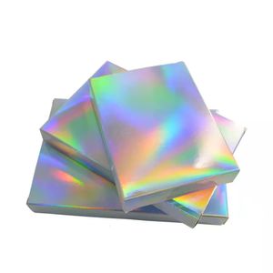 Present Wrap 100 PCS/Lot Holographic Paper Box Laser Card Storage Case Party Cartons Present Boxes Cosmetics Package Candy Boxes Wedding Favor 231023