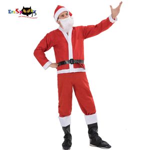 Косплей Eraspooky 2018 Дешевые красные костюмы Санта-Клауса для взрослых Рождественский костюм Мужчины Карнавал Новогоднее нарядное платье Рождественский комплект Косплей Hatcosplay