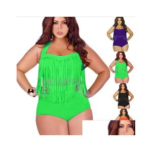 Mulheres Swimwear Retail Plus Size Swimwear para Mulheres Fringe Borlas Biquíni Cintura Alta Maiô Y Banheira Terno Acolchoado Boho 11 Cores Ap Dhg2A