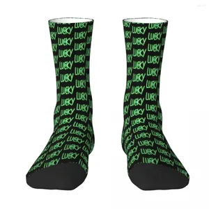 Men's Socks Lucky Green Neon With Clover Sock Men Women Polyester Stockings Customizable Funny