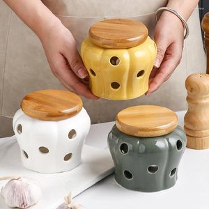 Bottiglie di stoccaggio Barattolo di aglio in ceramica bianca con coperchio Squisita scatola di caramelle per la casa con paralume a candela vuota allo zenzero