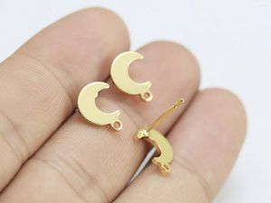 Stud Earrings Tiny Moon Gold Earring Post Real Plated Connector Jewelry Making - GS040