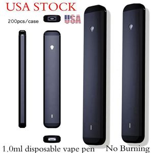 Boş 1.0ml Tek Kullanımlık Vape Kalem 280mAh Şarj Edilebilir Pil ABD Stok Kalın Yağ Tank Kalitesi Vaat Edilen D9 Cihaz 200 PCS/Kasa Gece Hizmeti