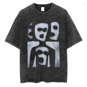 Erkek Tişörtleri Harajuku İskelet Grafik Gotik Pamuklu Erkekler Tshirts Yıkanmış Kısa Kollu Üstler Tee Komik Giyim