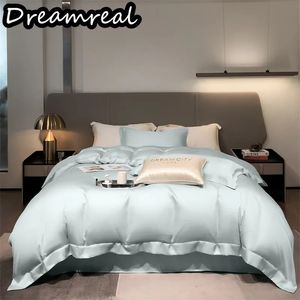 Bettwäsche-Sets Dreamreal Reines Bambus-Queen-King-Size-Set Bio-Luxus-Bettbezug Bettlaken Kissenbezug Weiches, kühlendes Leinen 231023