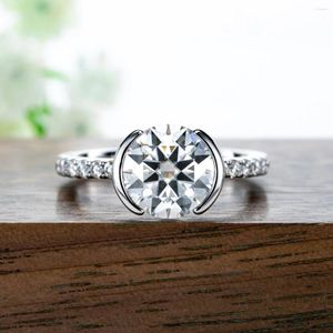 Кольца-кластеры, 3,36 карата D, обручальное кольцо с муассанитом, стерлинговое серебро 925 пробы, безель с обещанием, установка на годовщину для женщин