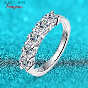 Bröllopsringar Smyoue White Gold D Color 4mm Moissanite Ring for Women 1.5CT Stone Match Diamond Wedding Band Bride S925 Sterling Silver GRA Q231024