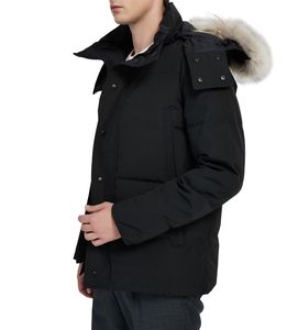Гусиный пух, мужские зимние куртки, воротник из натурального волчьего меха, с капюшоном, уличные теплые и ветрозащитные пальто со съемной шапкой, парка, мужская верхняя одежда, пуховик, 3 стиля на выбор