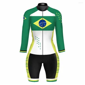 レーシングセットブラジルサイクリングスキンスーツの女性用半袖ジャージトライアスロンクイックドライバイク服スポーツタイツスーツ
