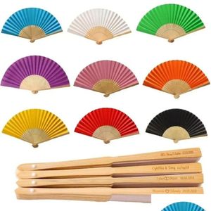 Gift Wrap 50Pcs Personalized Folding Paper Hand Fan Fold Vintage Fans Wedding Party Favors Baby Shower Decoration Drop Delivery Home Dhwar