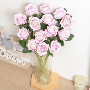 Dekorativa blommor 5st Rose Artificial Silk Wedding Branch Bouquet For Home Room Table Decor Accessory Fake Plant Wreath