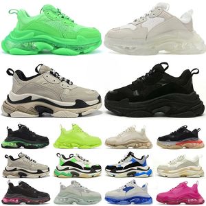 Triples Men's and Women's Designers Casual Shoes Thick Sole Sports Shoes Transparent Soles Black and White Grey Red Pink Blue Royal Neon Green Men's Sports Shoes Tennis