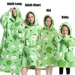 Salotto da donna Felpe oversize Coperte indossabili Abiti coordinati per la famiglia Animali Cartoon Cosplay Vieni Famiglia TV Coperte Felpe con cappuccio Sherpa T2310