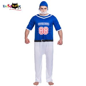 Cosplay EraSpooky Men's American Footballer Costume Muscle Football Player Jumpsuit Uniform med hjälmparty cosplay för vuxencosplay