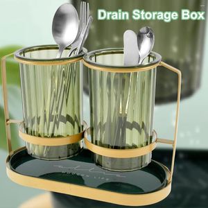 Kitchen Storage Toothbrush Holder Set For Bathrooms Drainage Utensil Stylish Tooth Brush Stand Detachable Silverware Drying Rack