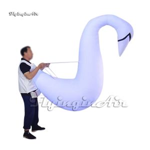 Dancing Party Perofrmance Walking Inflatable Swan Costume 2m Blow Up Animal Mascot Suit White Swan Balloon For Club Carnival Parade Show