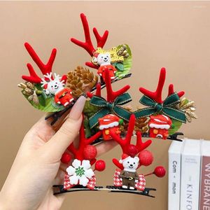 Hair Accessories Lovely Christmas Hairpin Santa Claus Bowknot Red Hat Antler Hairpins Girl Chidren Xmas Party Dress Up