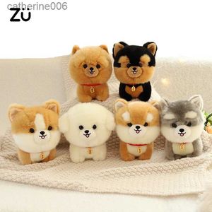 Other Toys ZU Kawaii Teddy Pets Lifelike Fluffy Puppy Soft Doll Cute Small Chow Pomeranian Corgi Yorkie Plush Toys with Charm Gift For GirlL231024