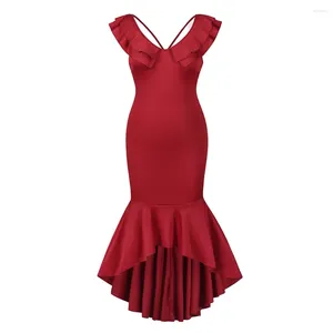 Casual Dresses Temperament Sexy Fishtail Women Dress Summer Long Skirt Backless Waist Collection Slimming Formal Occasion