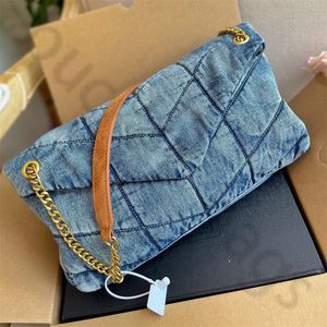 Große Puffertasche Cowboy Loulou Tasche Vintage Blaue Umhängetaschen Designertaschen Designer Damentasche Jeans Luxushandtaschen Retro Umhängetaschen Designer Damen Cowgirltaschen