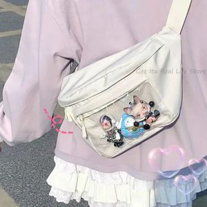 Midjepåsar mini ita bröstväska crossbody kvinnor söt klar ficka med insatsdisplayskikt nylon kawaii liten itabag axelväska h223 231024