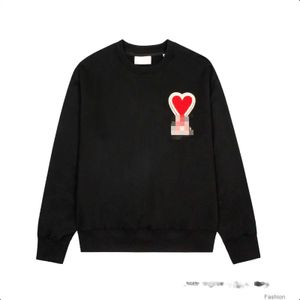 Толстовка с капюшоном 22s для мужчин и женщин от дизайнеров Amis Paris Качественный свитер с капюшоном с вышивкой «Красная любовь» Зимний джемпер с круглым вырезом Толстовки для пар JWXV