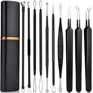 Eye Massager Pimple Popper Tool Kit 10 Pcs Blackhead Remover Comedone ctor Zit Removing for Forehead and Nose Skin Care Tools 231023