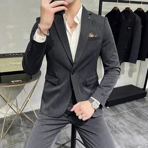 Ternos masculinos estilo boutique (calças de terno) negócios inteligente versão coreana terno fino de duas peças cor sólida moda casamento