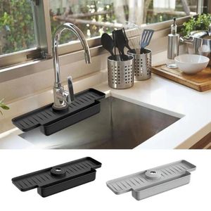 Kitchen Faucets Silicone Faucet Mat Sink Splash Guard Pad Water Catcher Tray Drain Bathroom Sponge Holder