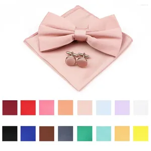 Bow wiosle kolorowe dziury chusteczki mankiety Ustaw poliestrowe broszki na męski przyjęcie weselne strój akcesoria