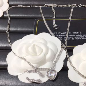 20 stili collane con pendente in argento placcato oro 18 carati acciaio al titanio di alta qualità designer marchio lettera collana di cristallo catene a maglie uomo donna amanti gioielli