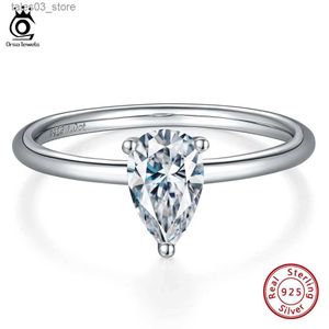 Wedding Rings ORSA JEWELS Fashion 1CT Pear Cut Solitaire Moissanite Engagement Ring 925 Sterling Silver Wedding Ring for Women Gifts SMR58 Q231024