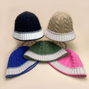 ベレー帽対照的な色ウールバケツ帽子秋と冬の女性男性汎用性の高いファッションコットン快適なシンプルエレガント