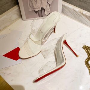 Модельер Высококачественный женский красный каблук Высокие каблуки Роскошные кожаные сандалии на подошве Тонкие каблуки с инкрустацией бриллиантами ААА Тапочки 1-12 см Туфли для вечеринок H1189