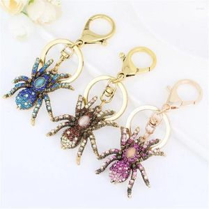 Anahtarlık 10 PCS Moda Steampunk Kristal Örümcek Anahtar Yüzük Metal Böcek Zinciri Kadınlar İçin Anahtarlık Takı Cadılar Bayramı Kolye Çanta Tutucu