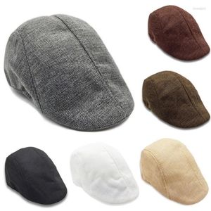 Berets Autumn Vintage Linen Sboy Caps Male Gatsby Hats Women Golf Driving Sun Flat Cabbie Cap Peaky Blinder For Men Berats 2023