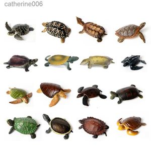 Andra leksaker realistiska miniatyrer Marine Life Sea Turtle Model Ocean Animal Tortoise Figurer Aquarium Decoration Fish Tank Accessories Toysl231024