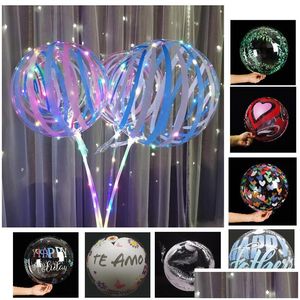 Led Strings Balloon Lights 20 Inch Print Pattern Transparent Balloons Decoration Partys 70Cm Pole 3 Meters Drop Delivery Lighting Hol Dhefn