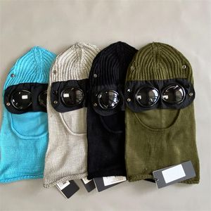 Goggle Balaclava Beanie Mens Designer Hat Wool Knit Hats Vinter behåller värmevindbrytningskallar Caps Black Blue Unisex Goggle Bonnet