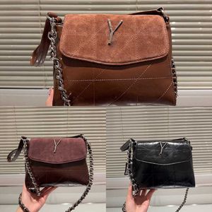 ybag Winter Vintage Designer bag women suede leather shoulder bags street luxury handbag chain messenger crossbody bags purse 231024