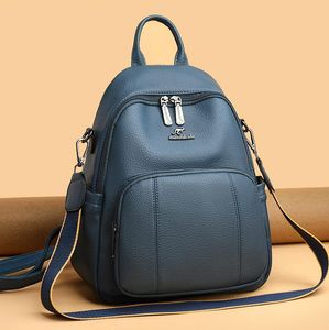 Ladies Brand Bag Torba 6 Kolory joker solidny kolor gęsty skórzany wypoczynek podróżny plecak w stylu college'u drukowane plecaki studenckie proste haftowane torebkę 790#