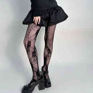 Meias femininas y2k sexy rosa oco malha fishnet meias jk oco-out lolita renda fina meia-calça lingerie acessórios de retalhos