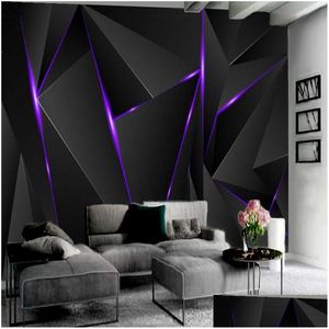 Wallpapers 3D Wallpaper Drei-Nsional Schwarz Wohnzimmer Schlafzimmer Home Decor Wall Ering Stereoscopic Drop Delivery Garden Dhijp