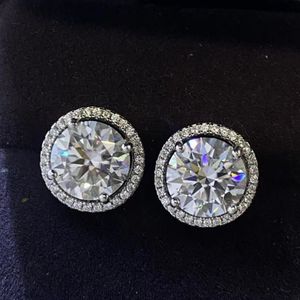 Brincos de mossanita com teste de diamante aprovado, ganchos de corte perfeito com brilho 3ct 5ct, brincos redondos piscantes de moissanite para homens e mulheres