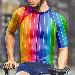 Męskie koszulki Mock Tees Men Męs Mężczyzna Summer Fashion Sport Cycling Odzież 3D Trend drukowania krótkiego rękawu