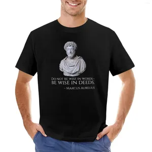 Le canotte da uomo non sono sagge a parole, ma nei fatti. T-shirt Marcus Aurelius T-shirt per tifosi sportivi T-shirt nere semplici da uomo