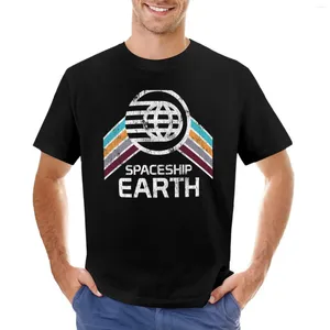 Polos masculinos Spaceship Earth Logo em estilo retrô vintage angustiado camiseta camisas engraçadas